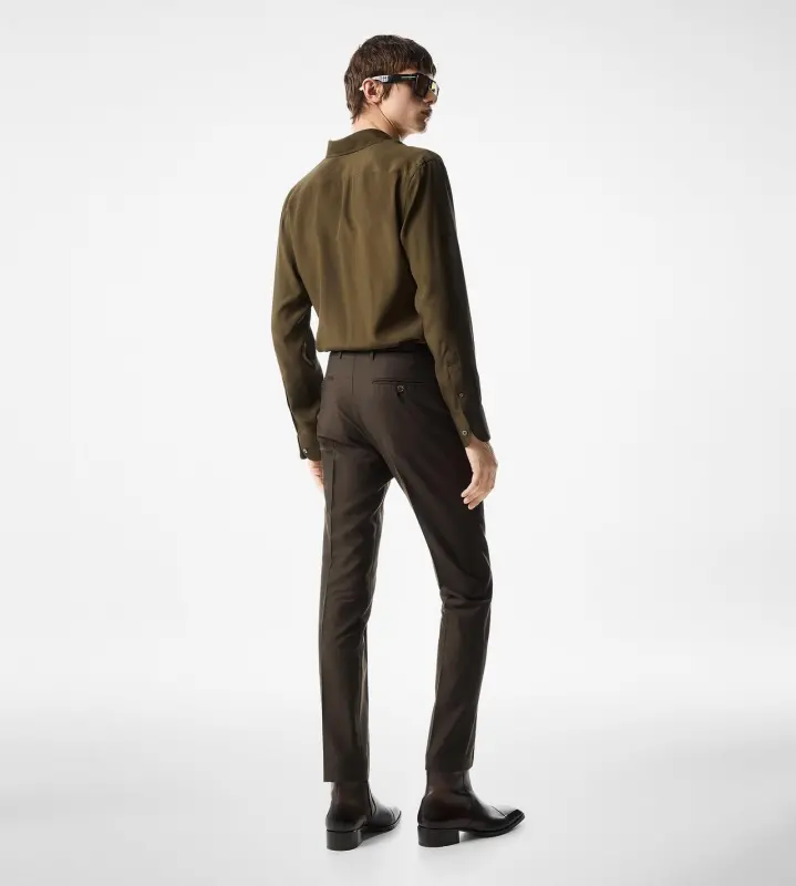 CREPE SATIN FLUID FIT SHIRT BROWN online